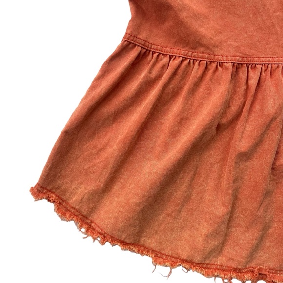 Entro Women’s Sz Small Orange Short Sleeve Button Snap Collared Peplum Denim Top - Picture 12 of 16